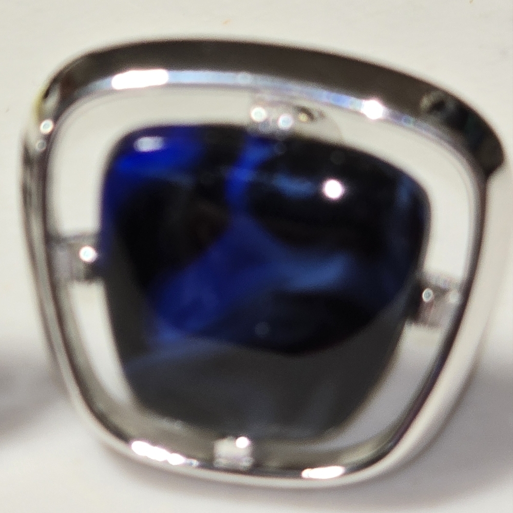 Blue Marbled Glass Silver Tone Cuff Links 18 Pre Owned